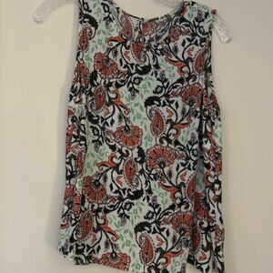 Cute Summer Sleeveless Top - Pinks & Green Paisley Floral